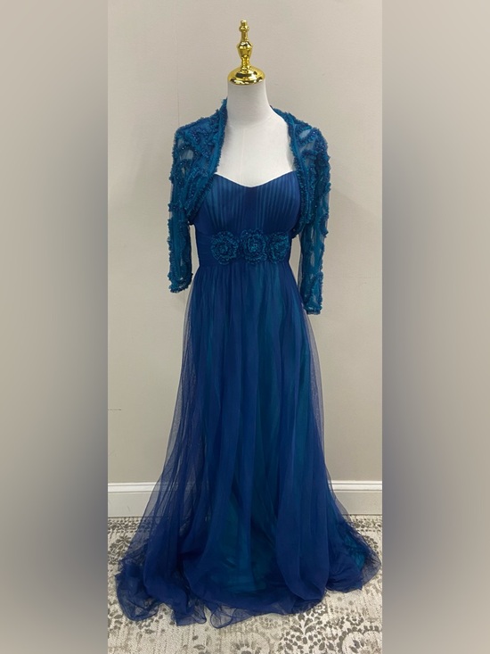 Dresses & Skirts - Elegant Teal Blue Evening Gown with Embellished Bolero
